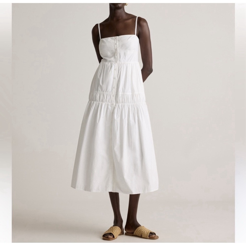 Quince 100% Organic Cotton Poplin Spaghetti Strap Maxi Dress Women's Small NWT